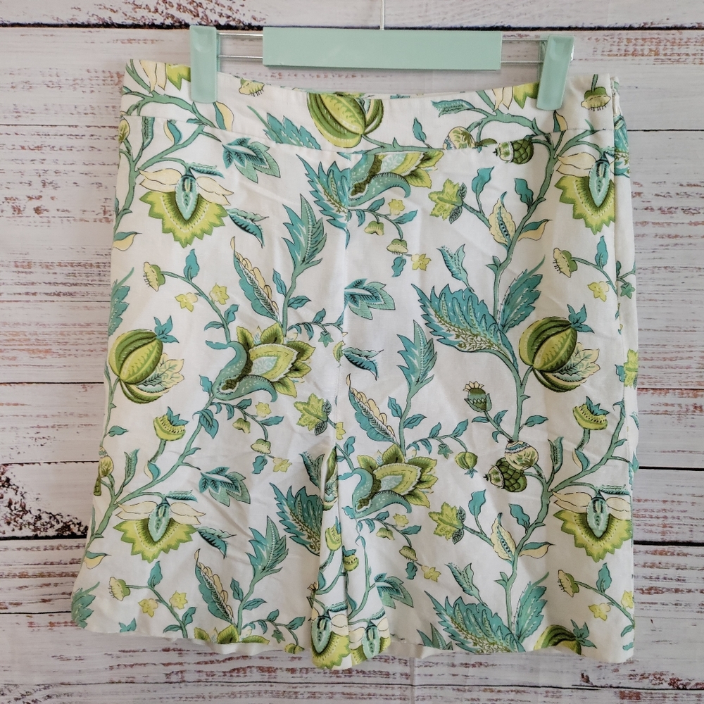 LOFT S8 White Floral Skirt